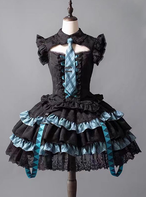 Hatsune Miku Collaboration Lace Dark Subculture Y2K Gothic Lolita Sleeveless Official Shirt Skirt Special Gift Box Suit