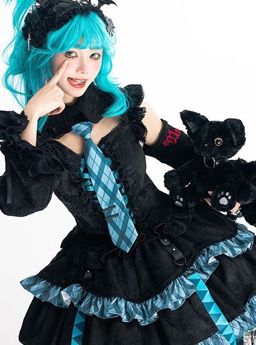 Hatsune Miku Collaboration Lace Dark Subculture Y2K Gothic Lolita Sleeveless Official Shirt Skirt Special Gift Box Suit