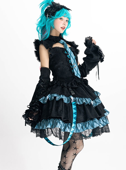 Hatsune Miku Collaboration Lace Dark Subculture Y2K Gothic Lolita Sleeveless Official Shirt Skirt Special Gift Box Suit