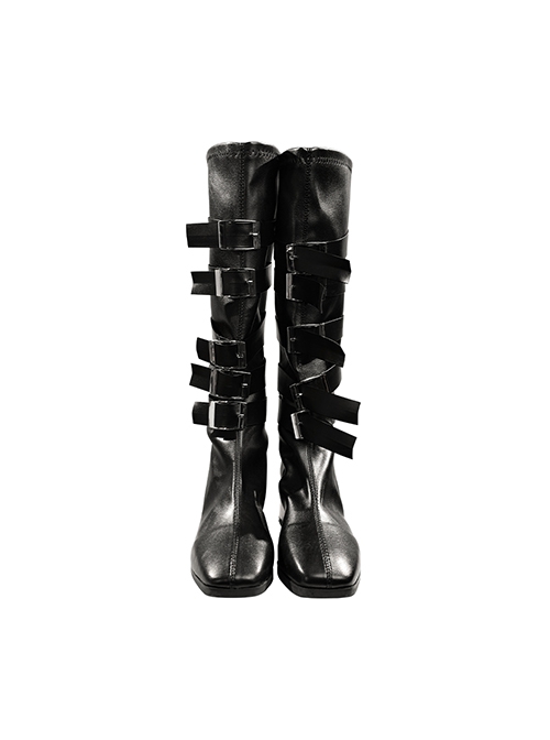 Game Alice Madness Returns Halloween Cosplay Alice Royal Suit Accessories Black Boots