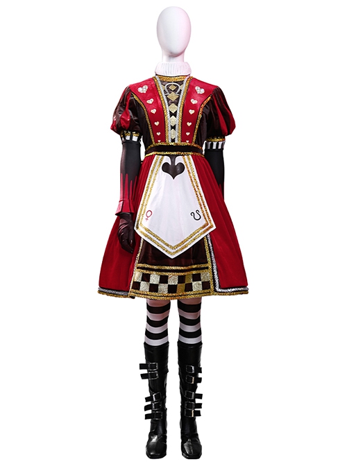 Game Alice Madness Returns Halloween Cosplay Alice Royal Suit Accessories Black Boots