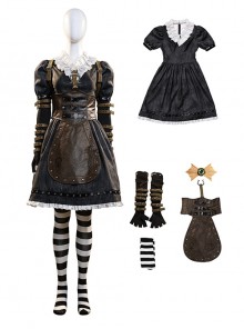 Game Alice Madness Returns Halloween Cosplay Steam Dress Costume Set Without Boots