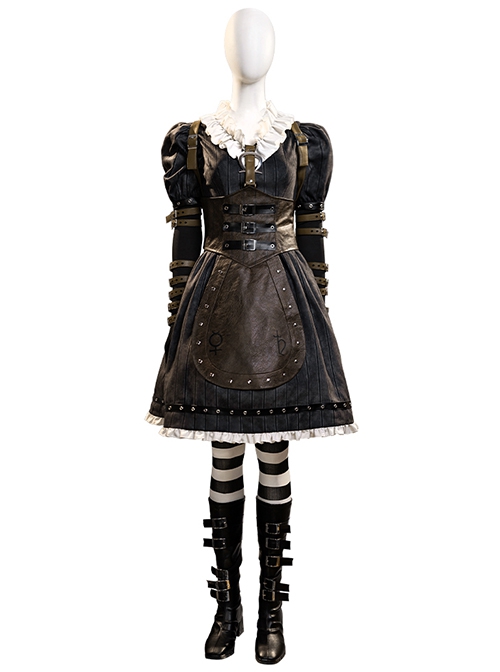 Game Alice Madness Returns Halloween Cosplay Steam Dress Accessories Black Boots