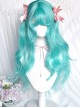 Super Sweet Mint Series Hatsune Miku Highly Saturated Shallots Green Cosplay Long Curly Hair Flat Bangs Sweet Lolita Wig