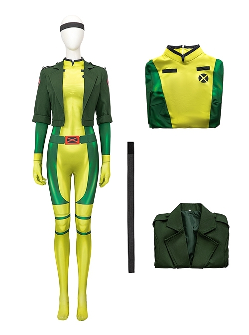 X-Men '97 Halloween Cosplay Rogue Anna Marie Costume Lycra Bodysuit Full Set