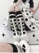 Cross Of Thorns Series Sweet Cool Metal Chain Cross Punk Lolita Thick Sole Round Toe Tie-Strap Hollow Biker Martin Boots