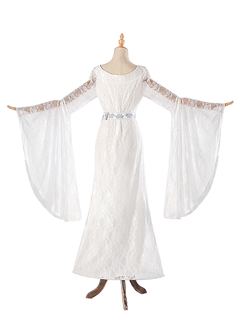 Movie The Lord Of The Rings Halloween Cosplay Fairy Queen Galadriel Costume White Dress Full Set