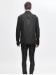 Punk Style Simple Solid Color Shoulder Eyelet Tie Rope Asymmetric Design Black Long Sleeve Metal Button Shirt