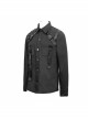 Punk Style Simple Solid Color Shoulder Eyelet Tie Rope Asymmetric Design Black Long Sleeve Metal Button Shirt