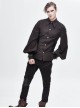 Punk Style Vertical Stripes Waist Decoration Leather With Eyelet Ties Brown Adjustable Long Sleeve Shirt