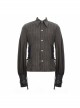 Punk Style Vertical Stripes Waist Decoration Leather With Eyelet Ties Brown Adjustable Long Sleeve Shirt