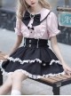 Forbidden Love Songs Series Japanese  Landmine Style Y2K Girl Lace Bowknot Sweet Lolita Puff Sleeve Shirt