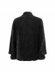 Gothic Style Elastic Pleated Velvet Front With Lace V Neck Tie Design Black Loose Lantern Sleeve Shirt