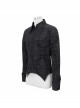 Gothic Style Gorgeous Lapel Print Stretch Fabric Front Center Plastic Zipper With Pointed Hem Black Long Sleeve Shirt