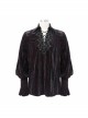 Gothic Style Loose Non Elastic Flocking Fabric Chest Lace Rope Decoration Black And Red Long Sleeved Shirt