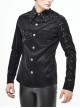 Punk Style Asymmetric Chain Wrapped Black Smooth Long Sleeve Shirt