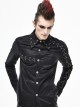 Punk Style Asymmetric Chain Wrapped Black Smooth Long Sleeve Shirt