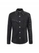 Punk Style Asymmetric Chain Wrapped Black Smooth Long Sleeve Shirt