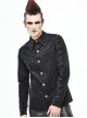 Punk Style Asymmetric Chain Wrapped Black Smooth Long Sleeve Shirt