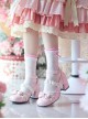 Elegant Ballet Ribbon Bowknot Pleated Laces Sweet Lolita Cute Round Toe Middle Heel Mary Jane Shoes