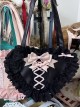 Landmine Style Cute Black Pink Rose Sweet Lolita Ribbon Bowknot Heart-Shaped Lace Shoulder Bag