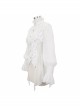 Gothic Style Chiffon Sexy Slightly Transparent High Collar Front Center Metal Button Decoration White Trumpet Sleeve Shirt