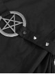 Gothic Style Pleated Elastic Front Center Metal Metal Five Pointed Star Stitching White Spider Web Fabric With Asymmetrical Hem Black Long Shirt