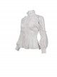 Gothic Style Ruffled Lace Halter Neck Sexy Off Shoulder White Women's Lantern Sleeve Shirt