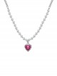 Personality Hip Hop Sweet Cool Pearl Chain Pink Heart Diamond Pendant Kawaii Fashion Clavicle Chain Necklace