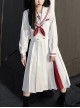 War And Roses Series Kawaii Fashion Japanese Style Student White Collar Long Sleeve Top Sailor Collar Shirt Skirt JK Suit