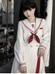 War And Roses Series Kawaii Fashion Japanese Style Student White Collar Long Sleeve Top Sailor Collar Shirt Skirt JK Suit