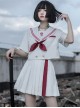 War And Roses Series Summer Japanese Style JK Kawaii Fashion Collar Short Sleeve Top Sailor Collar Shirt Skirt Suit