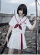 War And Roses Series Summer Japanese Style JK Kawaii Fashion Collar Short Sleeve Top Sailor Collar Shirt Skirt Suit