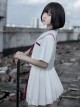 War And Roses Series Summer Japanese Style JK Kawaii Fashion Collar Short Sleeve Top Sailor Collar Shirt Skirt Suit