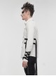 Punk Style Everyday Thickened Fabric Side Nylon Shoulder Straps With Quick Release Buckle White Long Sleeved Shirt