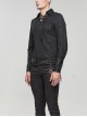 Gothic Style Elastic Print Rubber Knitted Patchwork Leather Fabric Collar Eyelet Tie Black Everyday Long Sleeve Shirt