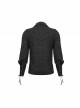 Gothic Style Elastic Print Rubber Knitted Patchwork Leather Fabric Collar Eyelet Tie Black Everyday Long Sleeve Shirt