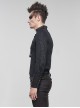 Gothic Style Elastic Print Rubber Knitted Patchwork Leather Fabric Collar Eyelet Tie Black Everyday Long Sleeve Shirt