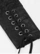 Gothic Style Elastic Print Rubber Knitted Patchwork Leather Fabric Collar Eyelet Tie Black Everyday Long Sleeve Shirt