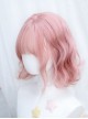 Japanese Style Quadratic Element Peach Pink Flat Bangs Short Curly Hair Sweet Lolita Full Head Wig