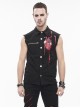 Punk Style Wild Sleeveless Raw Edge Heart Pattern On The Chest Black Lapel Daily Shirt