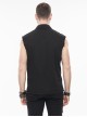 Punk Style Wild Sleeveless Raw Edge Heart Pattern On The Chest Black Lapel Daily Shirt