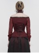 Gothic Sexy One Shoulder With Lace Woven Red Slightly Transparent Long Sleeved T-Shirt