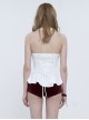 Punk Style Sexy Chiffon Front Chest Slightly Transparent Mesh With Lace Lace White Sleeveless Backless Drawstring Shirt