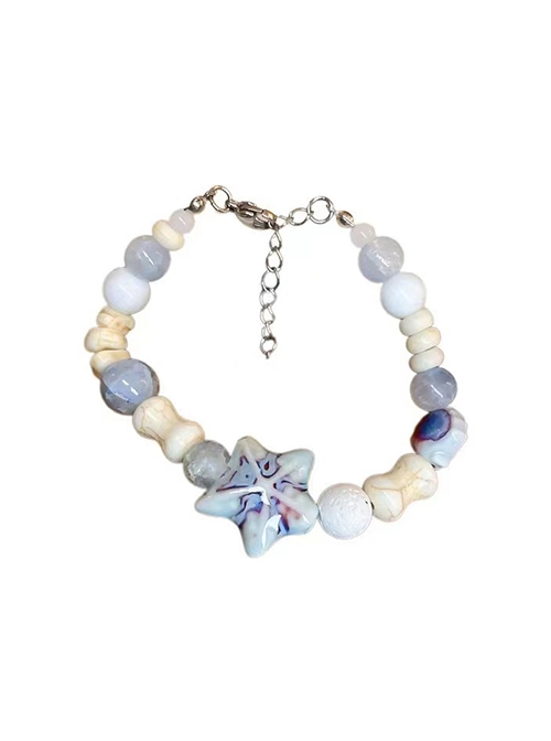 Light Color Ocean Star Ceramic Glass Beads Coral Stone Cute Girl Versatile Kawaii Fashion Bracelet