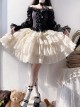 Romantic Artists French Style Contrast Color Classic Lolita Off Shoulder Long Sleeves Ruffles Shirt Cupcake Skirt Set