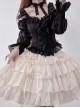 Romantic Artists French Style Contrast Color Classic Lolita Off Shoulder Long Sleeves Ruffles Shirt Cupcake Skirt Set