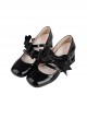 Valentines Day Series Classic Lolita Elegant Satin Bowknot Double Shoelaces Heart Shaped Hollow Heel Mary Jane Shoes