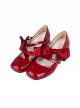 Valentines Day Series Classic Lolita Elegant Satin Bowknot Double Shoelaces Heart Shaped Hollow Heel Mary Jane Shoes