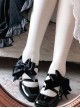 Valentines Day Series Classic Lolita Elegant Satin Bowknot Double Shoelaces Heart Shaped Hollow Heel Mary Jane Shoes